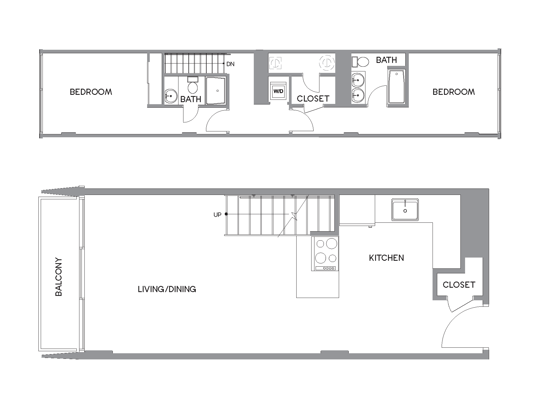 Floor plan for 2 beds, 2 baths, 1113 sqft